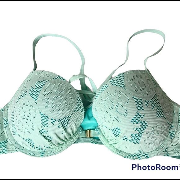 ✨ Aerie padded push-up pineapple crochet lace swimsuit bikini top ✨ - Picture 1 of 6